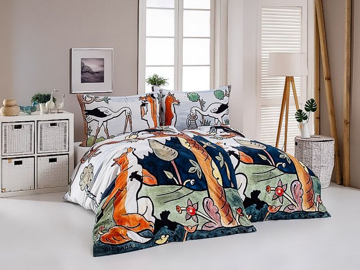 Povlečení Matějovský JOSEF LADA BAJKY, zeleno-bílé, bavlna hladká digitál, 140x200cm + 70x90cm