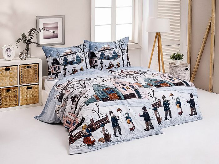 Povlečení Matějovský JOSEF LADA ZIMNÍ ZÁBAVY, bílé, bavlna hladká digitál, 140x200cm + 70x90cm