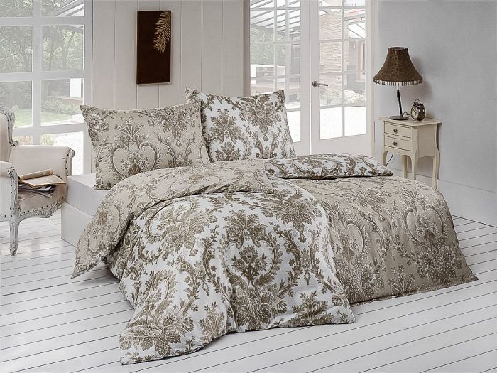 Povlečení Matějovský PALACE, ornamenty na béžové, bavlněný satén, 140x200cm + 70x90cm