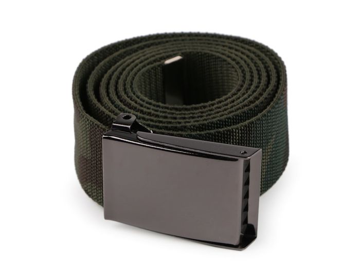 Pružný unisex opasek, textilní 870357/07, maskáčový, šířka 3,8cm, délka 126cm