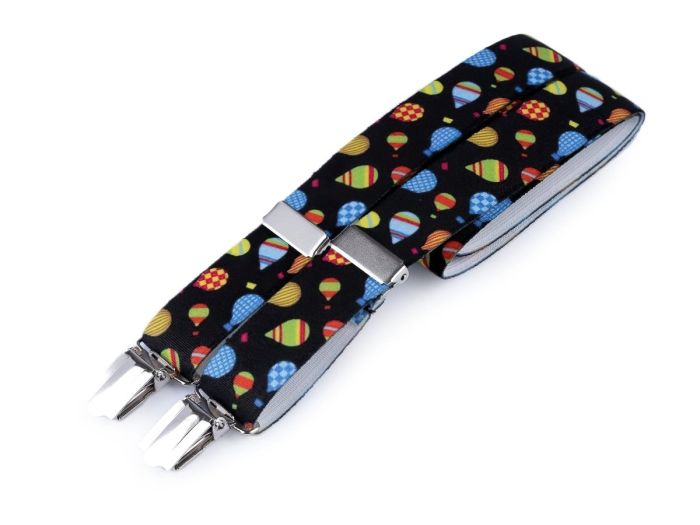 Šle dětské, délka 70cm, šíře 2,5cm, tvar Y, BAREVNÉ BALONKY černé, 650249/18