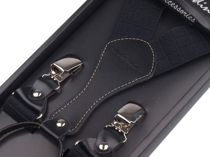 Šle pánské PAOLO UDINI / 01, délka 110cm, šíře 3,5cm, tvar Y, černé čtverce