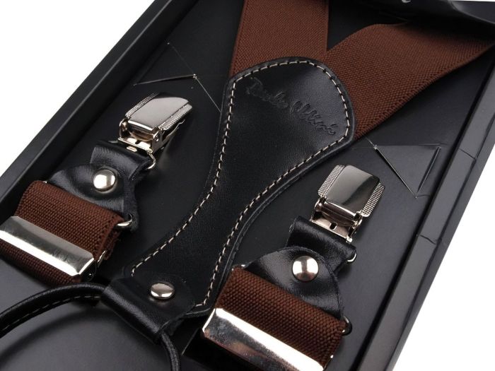 Šle pánské PAOLO UDINI / 22, délka 110cm, šíře 3,5cm, tvar Y, tmavě hnědé