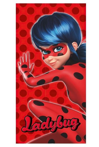 Dětská plážová osuška MIRACULOUS MIR218 KOUZELNÁ BERUŠKA, červená, froté, 70x140cm