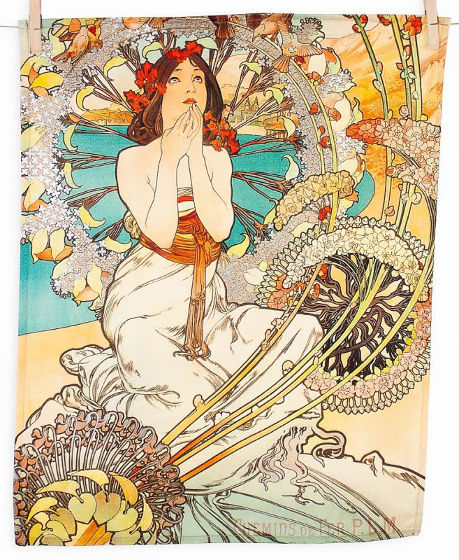 Utěrky ALFONS MUCHA MONACO, béžové, 2 kusy 50x64cm