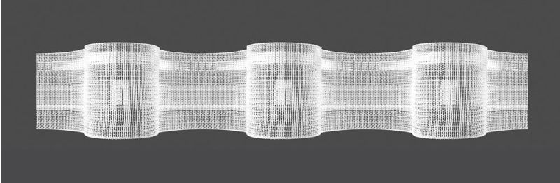 Záclonová řasící páska, stuha 15.50.200.3, pravidelné vlnky se zadním řasením, řasení 1:2, transparentní, šířka 5cm (v metráži)