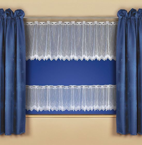 Žakárová záclona A3110 hrubé pršíčko, s bordurou, bílá (více výšek, v metráži)