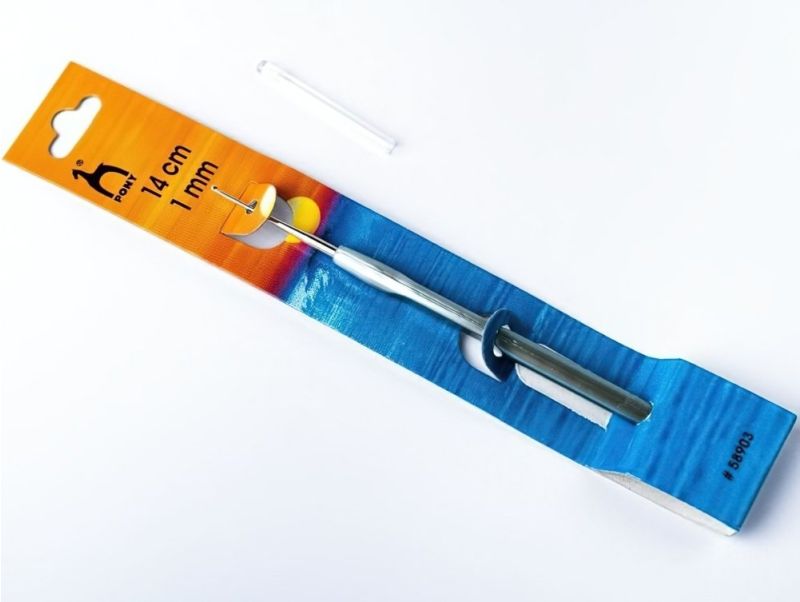 Háček na háčkování PONY, ocelový s ručkou 58903, velikost 1mm, délka 14cm