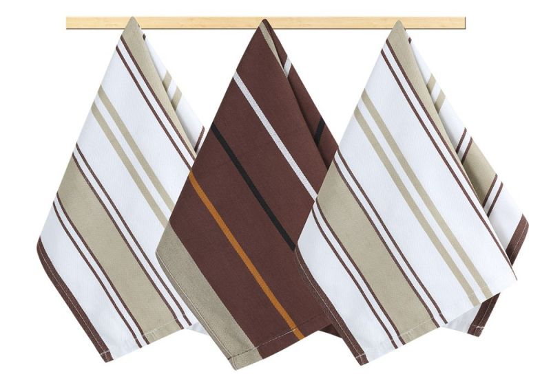 Kuchyňské utěrky HNĚDOBÉŽOVÝ PROUŽEK, 3 kusy, 50x70cm