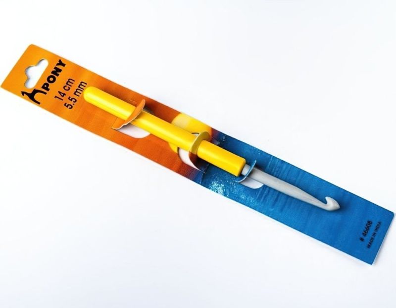 Háček na háčkování PONY, hliník / teflon s plastovou ručkou 46608, velikost 5,5mm, délka 14cm