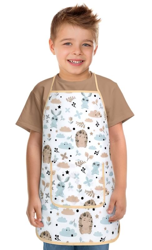 Dětská kuchyňská zástěra 7850/071, JEŽEČEK, modro-bílá 47x60cm, 5-8 let