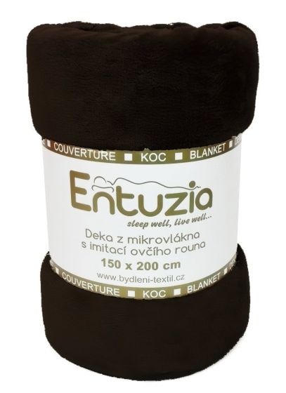 Deka z mikroflanelu BAR ENTUZIA tmavě hnědá, 150x200cm