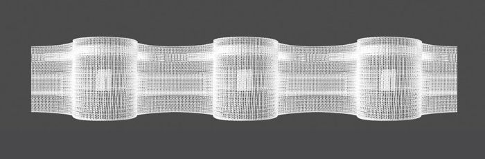 Záclonová řasící páska, stuha 15.50.200.3, pravidelné vlnky se zadním řasením, řasení 1:2, transparentní, šířka 5cm (v metráži)