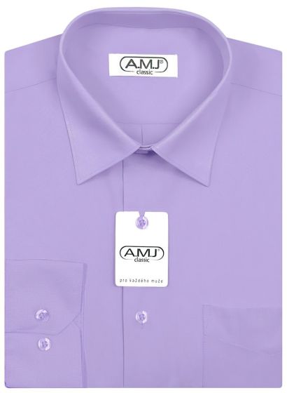 Pánská košile AMJ jednobarevná JD062, fialková, dlouhý rukáv