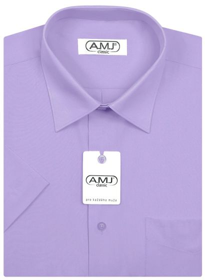 Pánská košile AMJ jednobarevná JK062, světle fialová, krátký rukáv