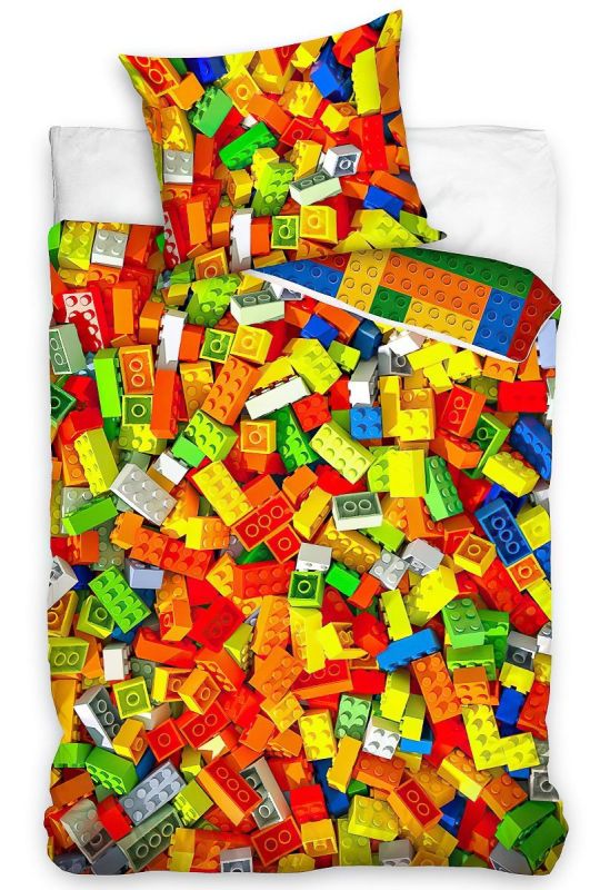 Dětské povlečení STAVEBNICOVÉ KOSTKY, barevné, bavlna hladká, 140x200cm + 70x90cm 
