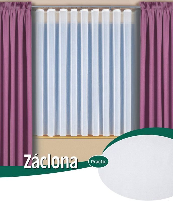 Kusová hotová záclona VOAL UNI 09021, s řasicí páskou a olůvkem, jednobarevná bílá (více rozměrů)
