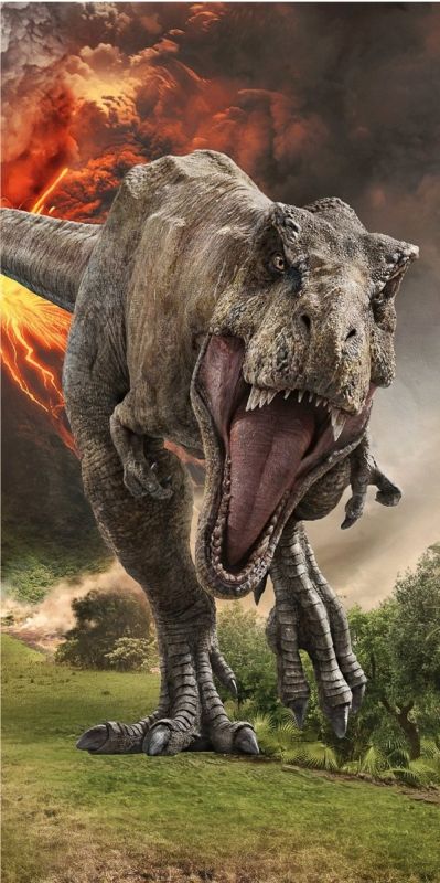 Dětská plážová osuška JURSKÝ SVĚT VOLCANO, zelená, froté, 70x140cm