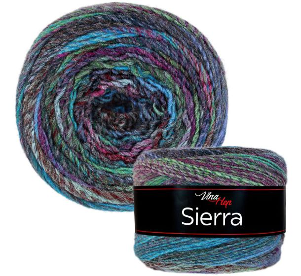 Pletací / háčkovací příze Vlna-Hep SIERRA 7202 modro-fialovo-zelená, melírovaná, efektní 150g/450m